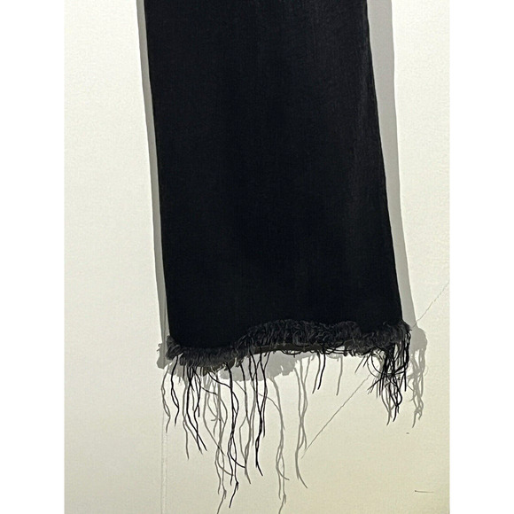 Vervet High Rise Straight Leg Crop Jeans Raw Hem Black Distressed Size 27 - Picture 5 of 11